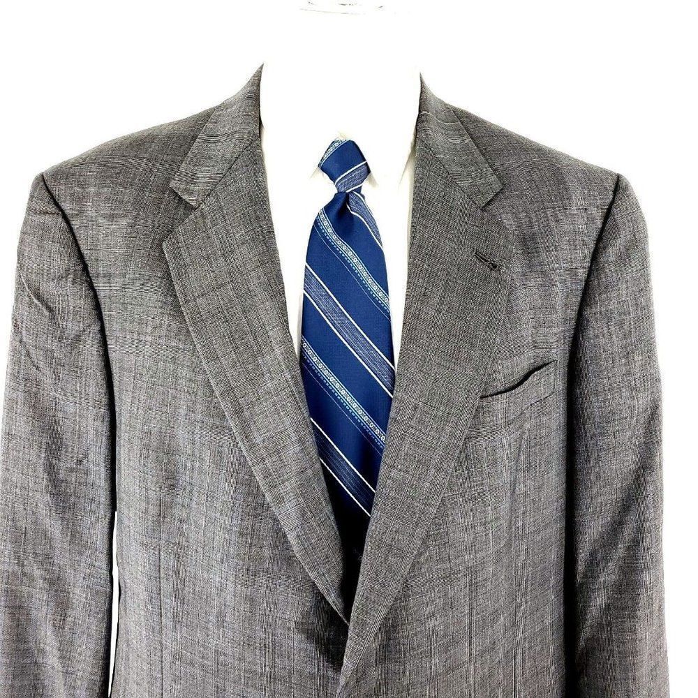 Hart Schaffner Marx Gold Trumpeter Wool 2 Button Blazer 42L Gray Plaid Windowpan